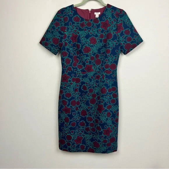 J Crew Short-sleeve Floral Printed Shift Dress 6 - Picture 2 of 8